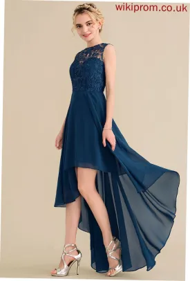 A-Line Length Neckline Fabric ScoopNeck Lace Straps Asymmetrical Silhouette Olivia Floor Length Scoop Bridesmaid Dresses