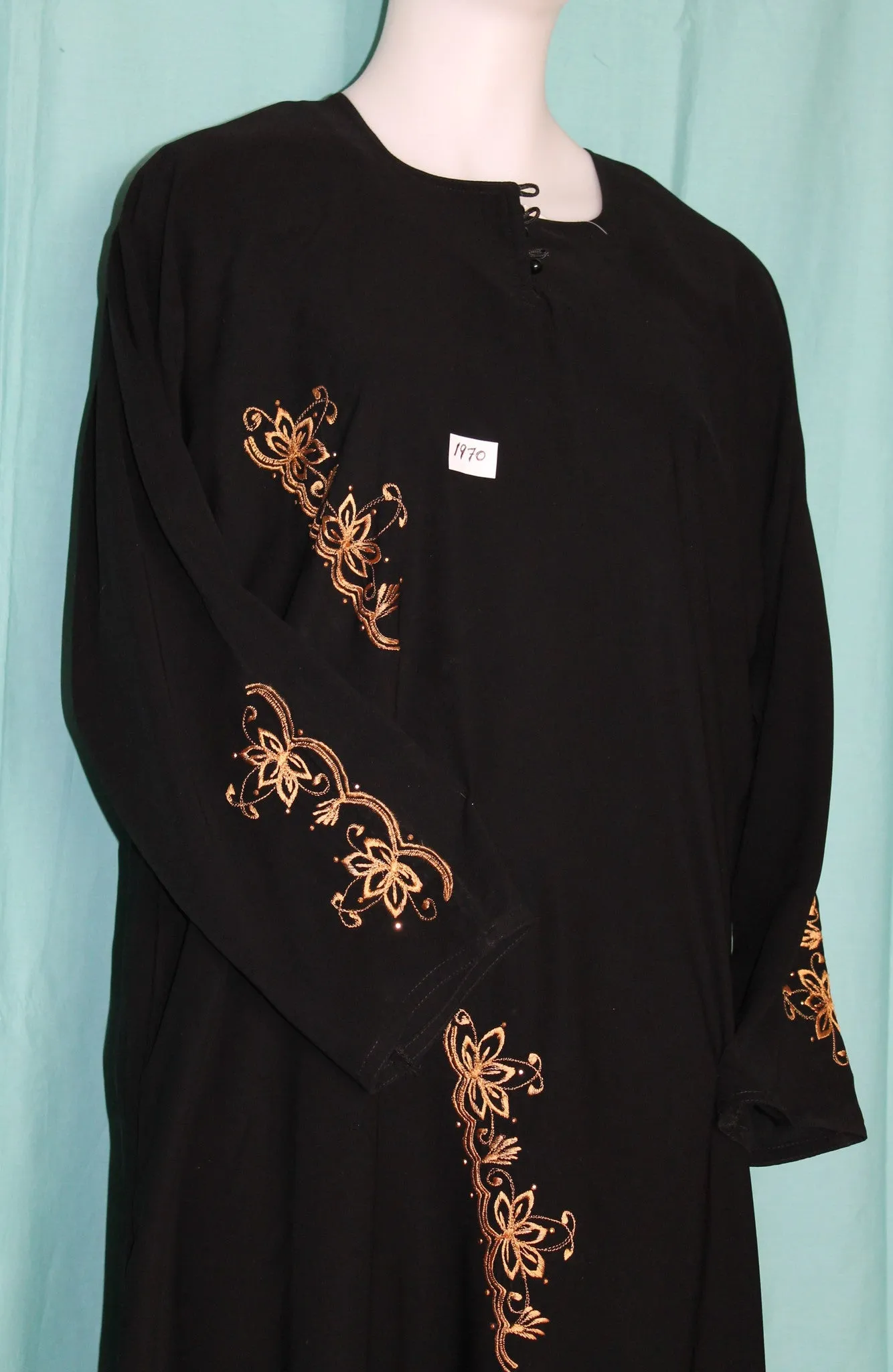 Abaya 1970 Dubai Black Sheela Abaya Embroidered