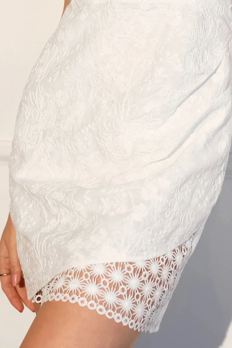 Aniston Lace Peekaboo White Dress
