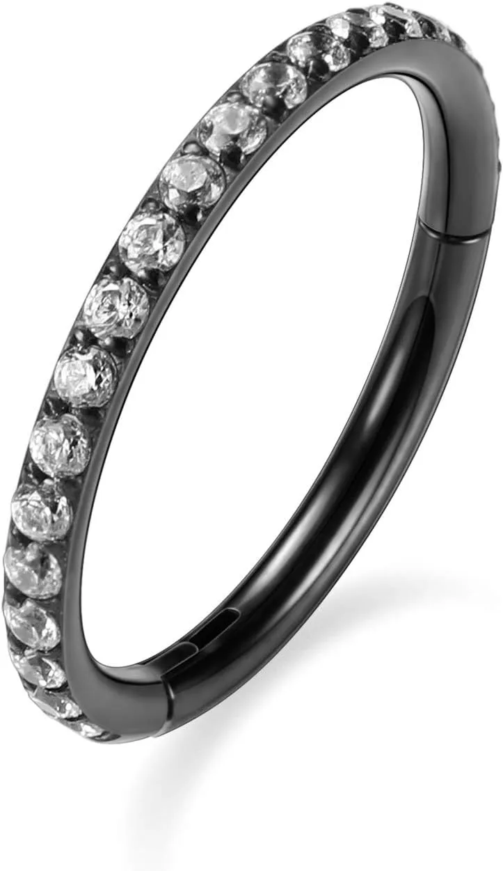 AROWRO CZ Hinged Hoop Ring 20G 18G 16G 5/6/7/8/9/10/12mm Opal Surgical Steel Conch Daith Rook Cartilage Tragus Helix Earrings Septum Clicker Ring Nose Piercing Jewelry