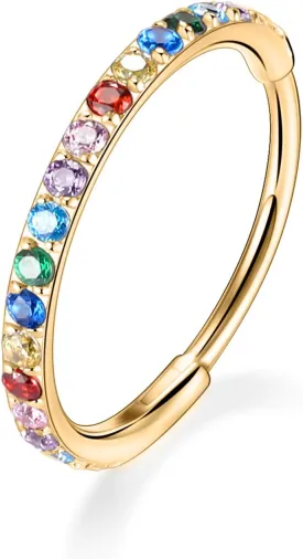 AROWRO CZ Hinged Hoop Ring 20G 18G 16G 5/6/7/8/9/10/12mm Opal Surgical Steel Conch Daith Rook Cartilage Tragus Helix Earrings Septum Clicker Ring Nose Piercing Jewelry