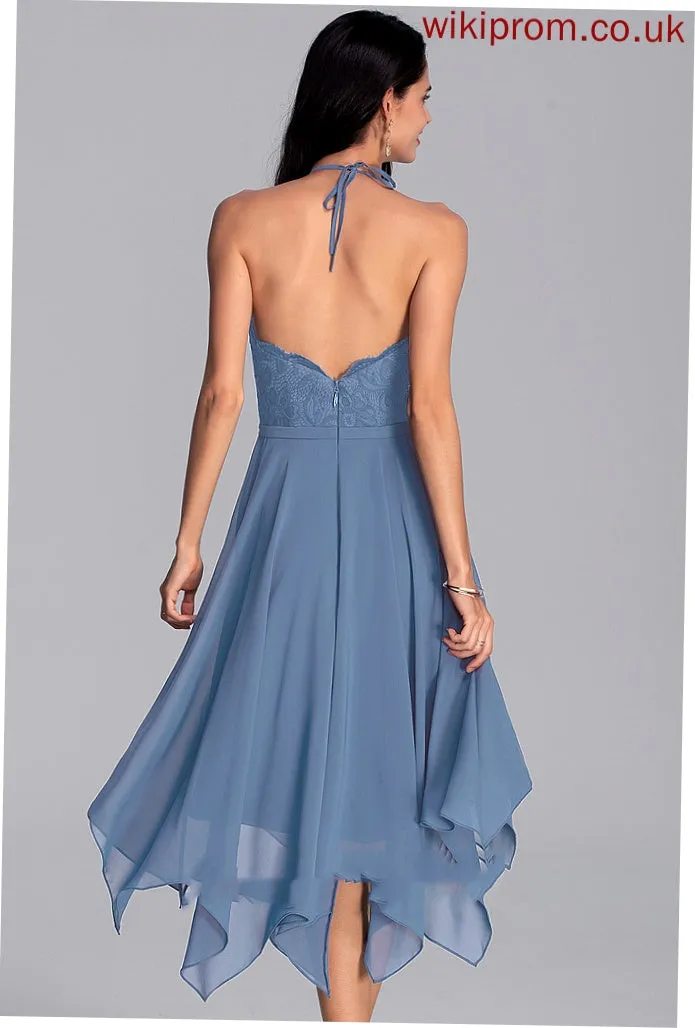 Ashtyn Lace Homecoming Dresses With Homecoming Chiffon A-Line Dress Asymmetrical Halter