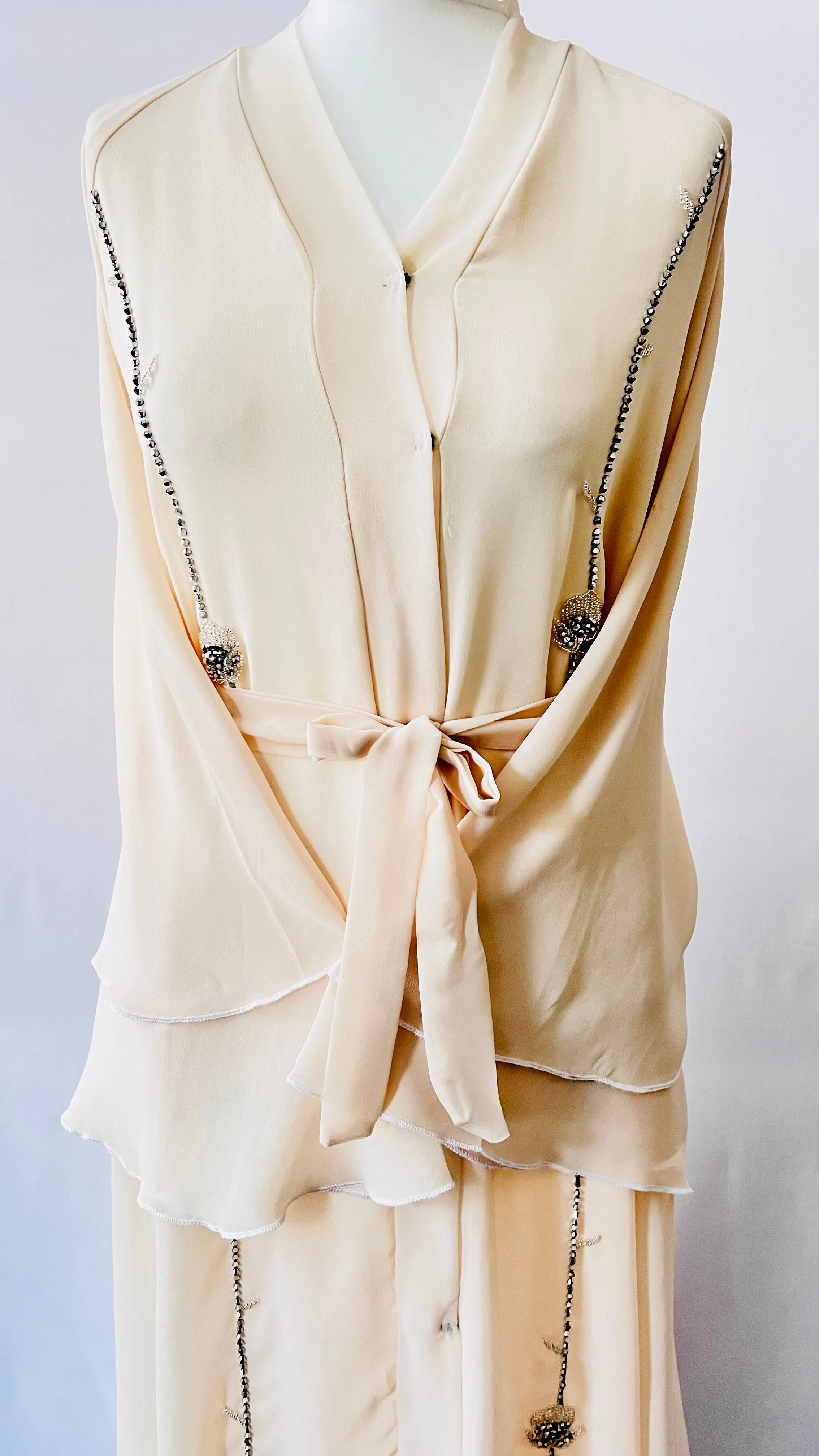 Beige / Cream Double Layered Abaya | Dress Beautiful Exclusive Design