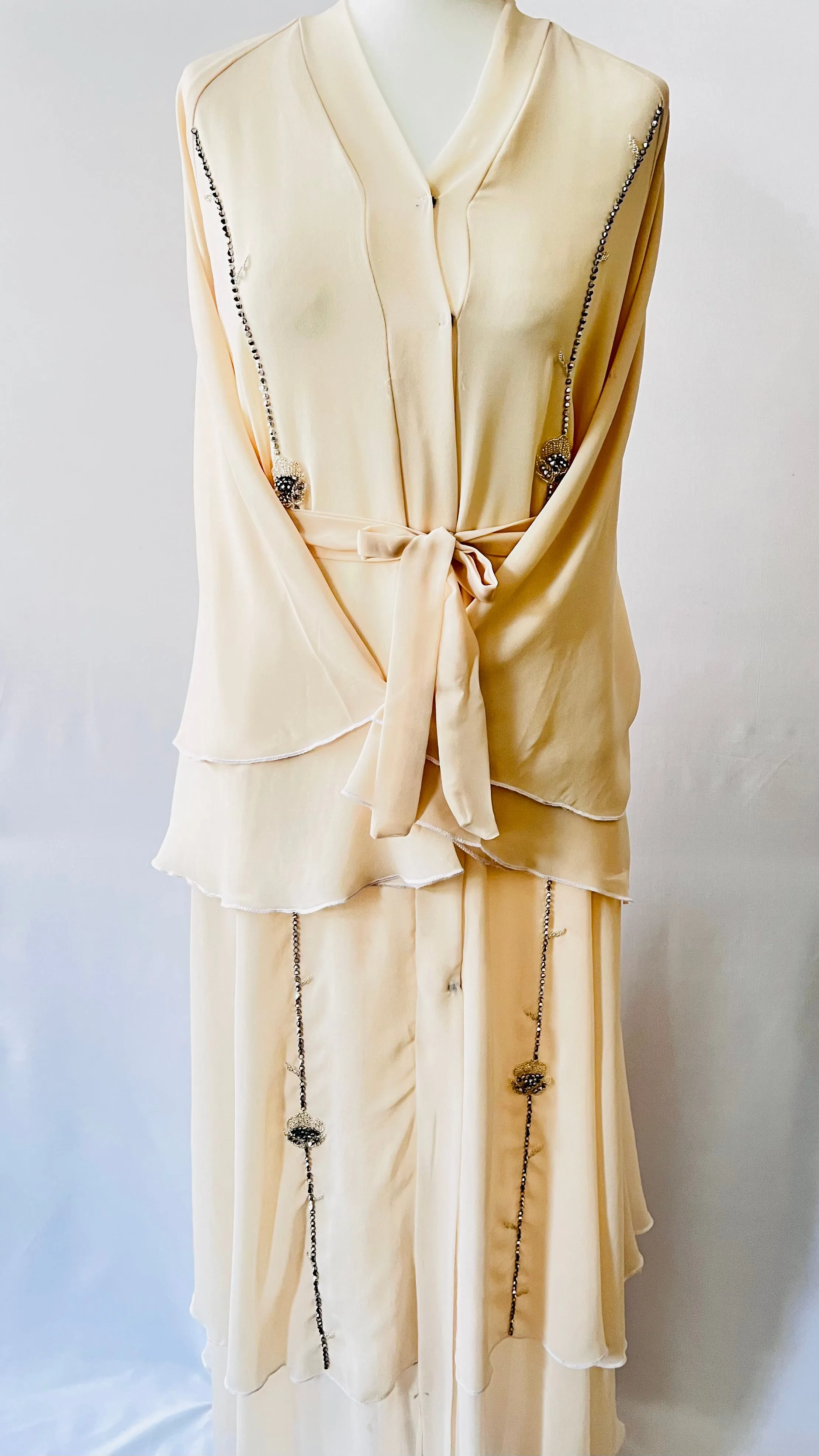 Beige / Cream Double Layered Abaya | Dress Beautiful Exclusive Design