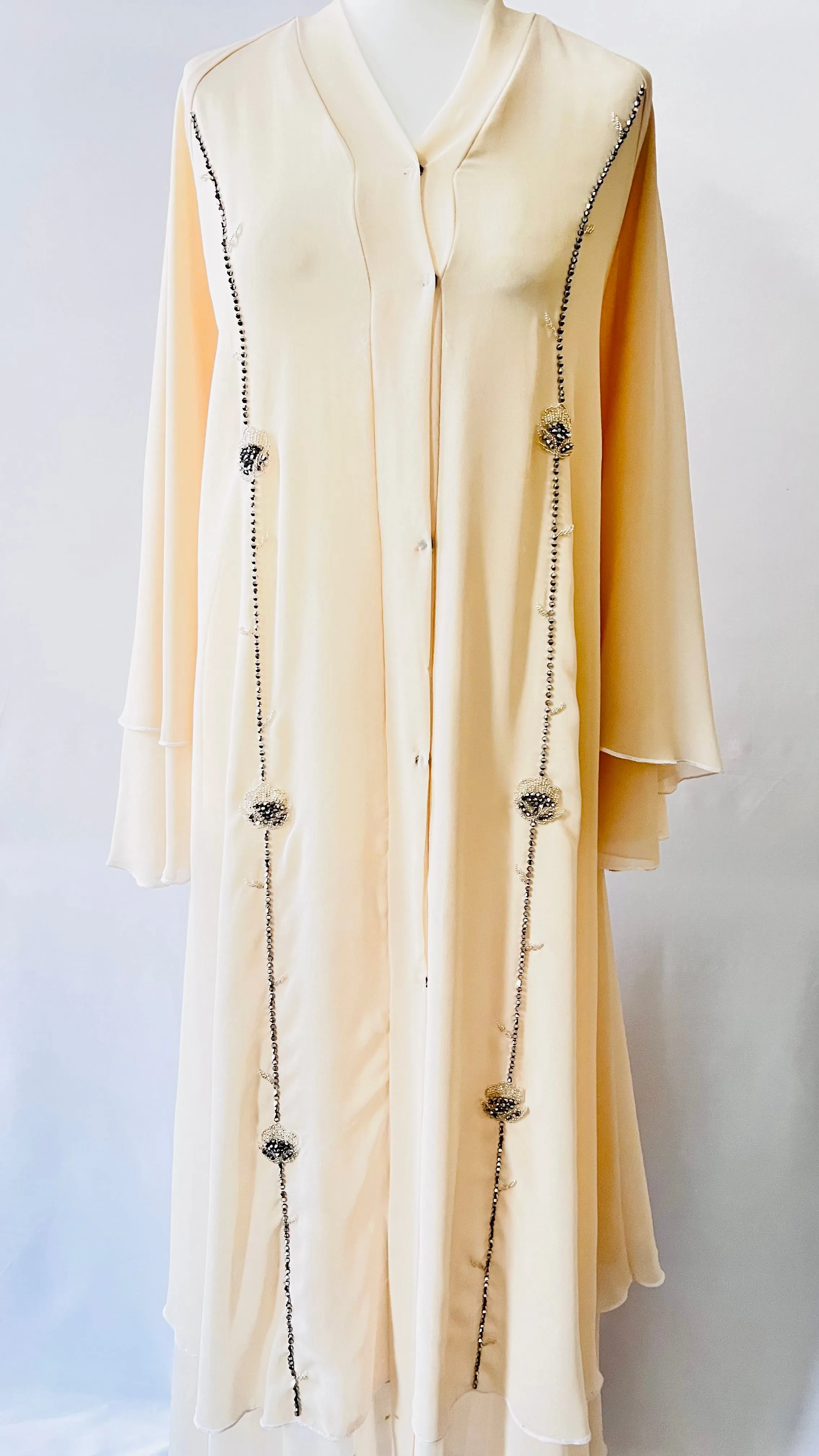 Beige / Cream Double Layered Abaya | Dress Beautiful Exclusive Design