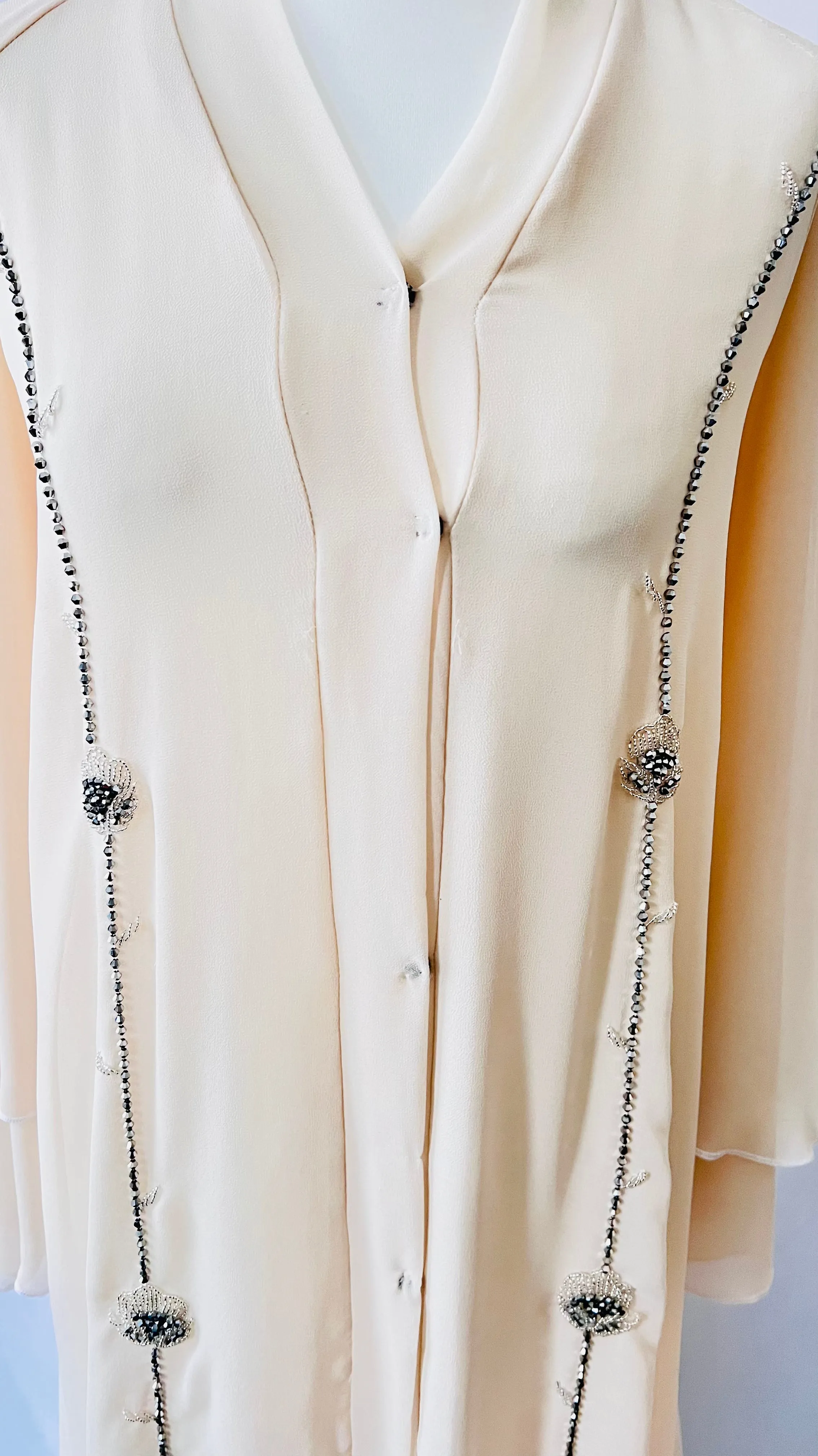 Beige / Cream Double Layered Abaya | Dress Beautiful Exclusive Design