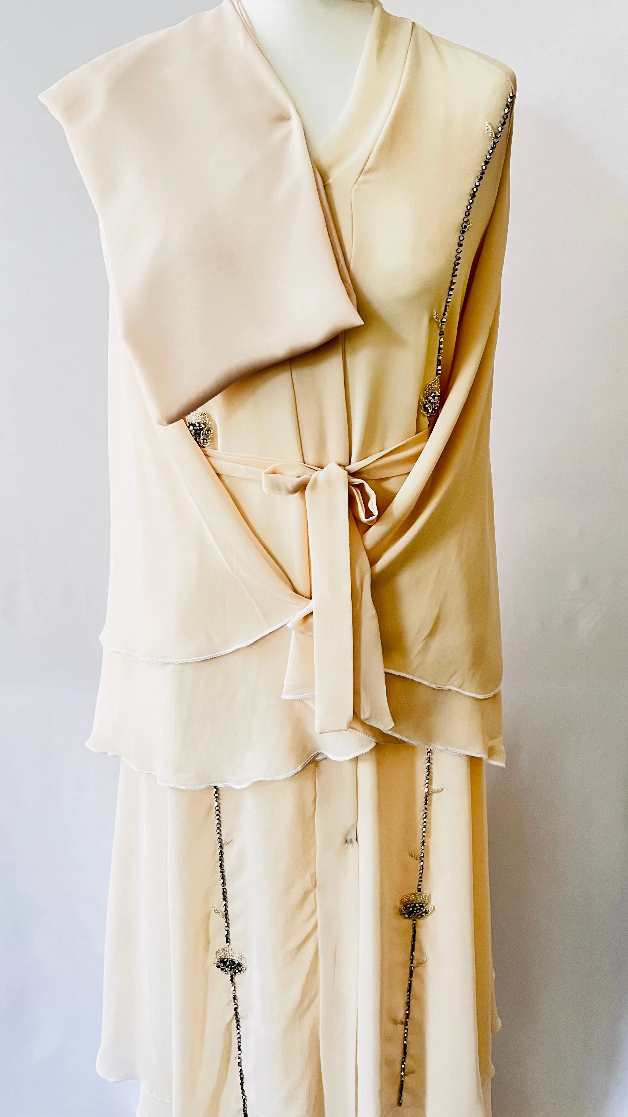Beige / Cream Double Layered Abaya | Dress Beautiful Exclusive Design