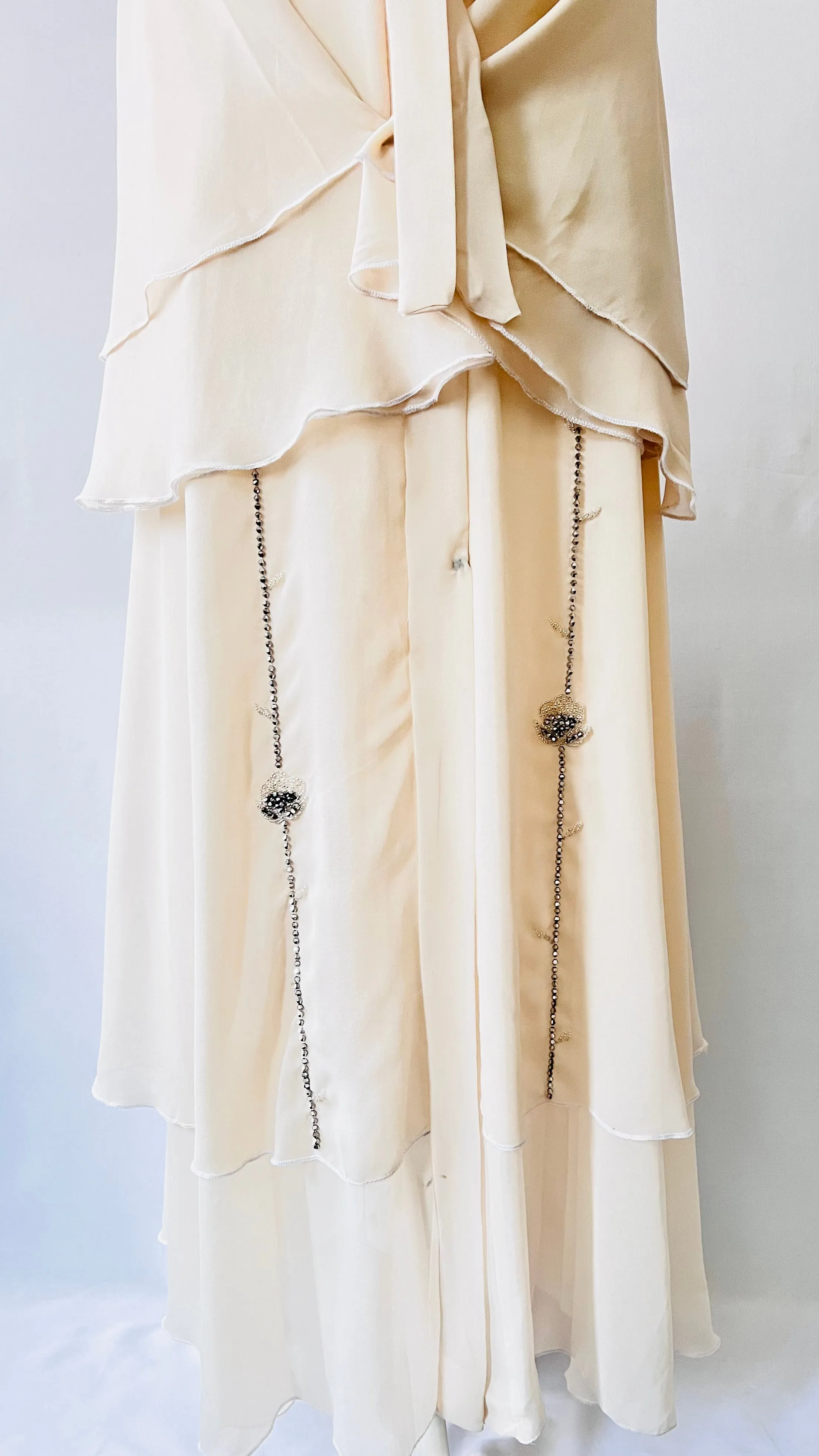 Beige / Cream Double Layered Abaya | Dress Beautiful Exclusive Design