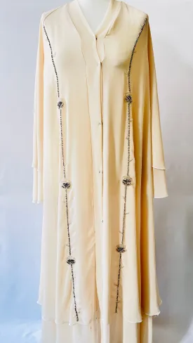 Beige / Cream Double Layered Abaya | Dress Beautiful Exclusive Design