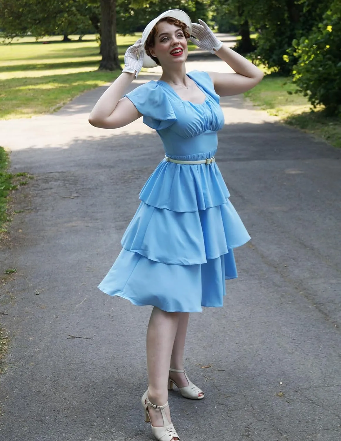 Belle Poque Women's Square Neck Tiered Ruffle Dress 2025 Summer Vintage Short Sleeve Layered A-line Swing Midi Dress