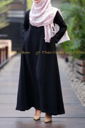 Black A-Line Abaya for Umrah
