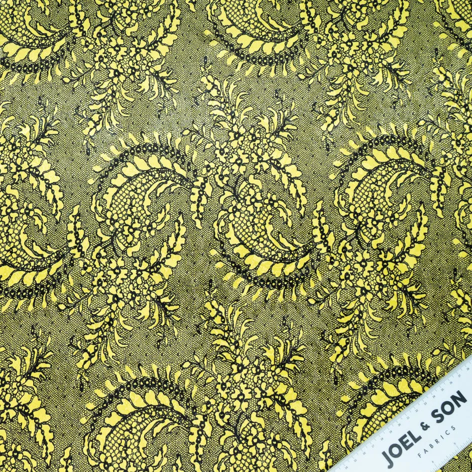 Black Lace Printed Yellow Silk Jacquard