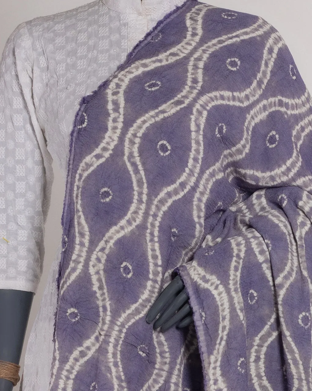 Blue Chevron Shibori Tie & Dye Dobby Rayon Dupatta