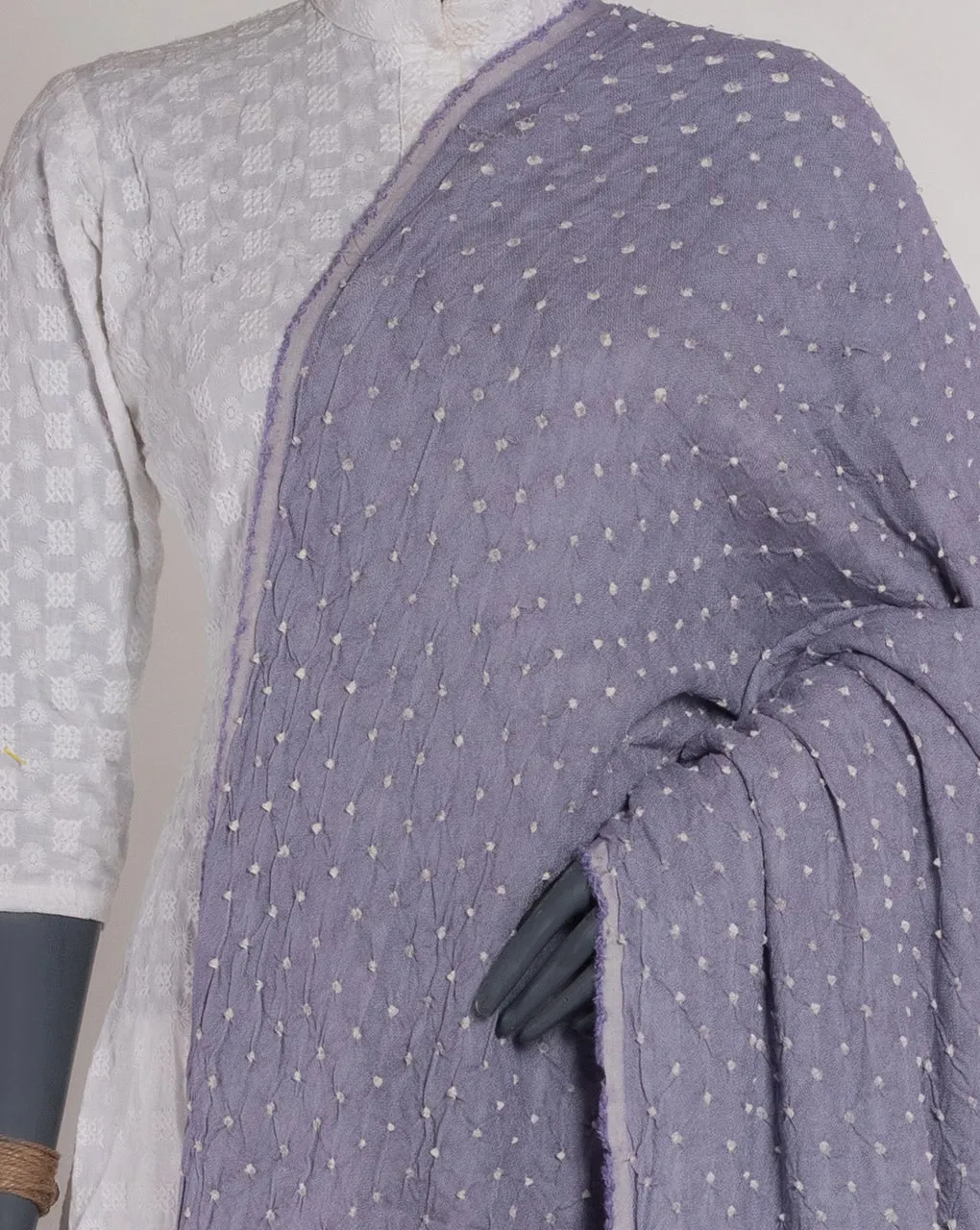 Blue Polka Dots Bandhani Dobby Rayon Dupatta