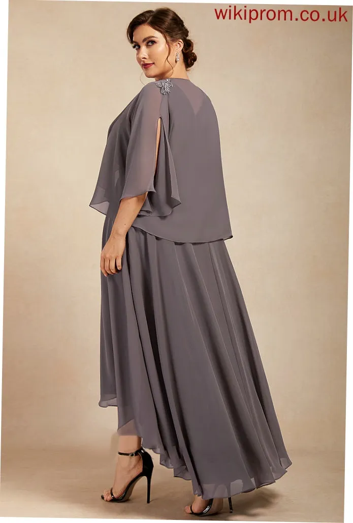 Bride Lila the V-neck Sequins With Beading A-Line Dress Chiffon Asymmetrical Mother Mother of the Bride Dresses of