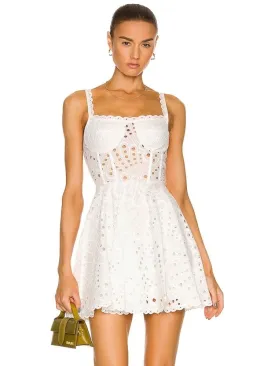 Broderie Anglaise Lace Mini Dress