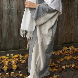 Casual Two Toned Patchwork Frayed Abaya (MA114)