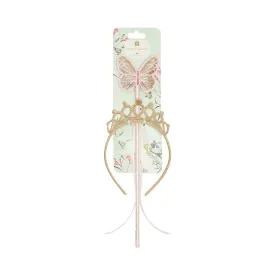 Children's Gold & Pink Fairy Wand & Tiara Set