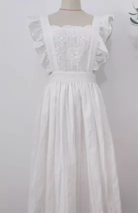 Cottagecore Embroidered Cotton Apron