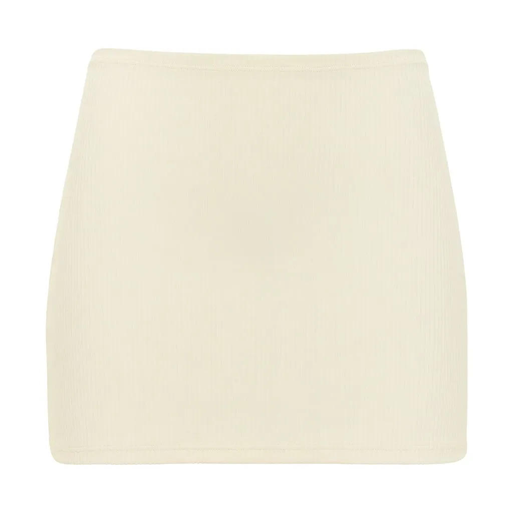 Cream Rib Micro Skirt