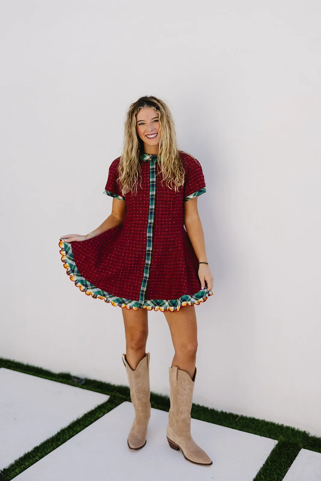 Dahlia Dress - Red/Green