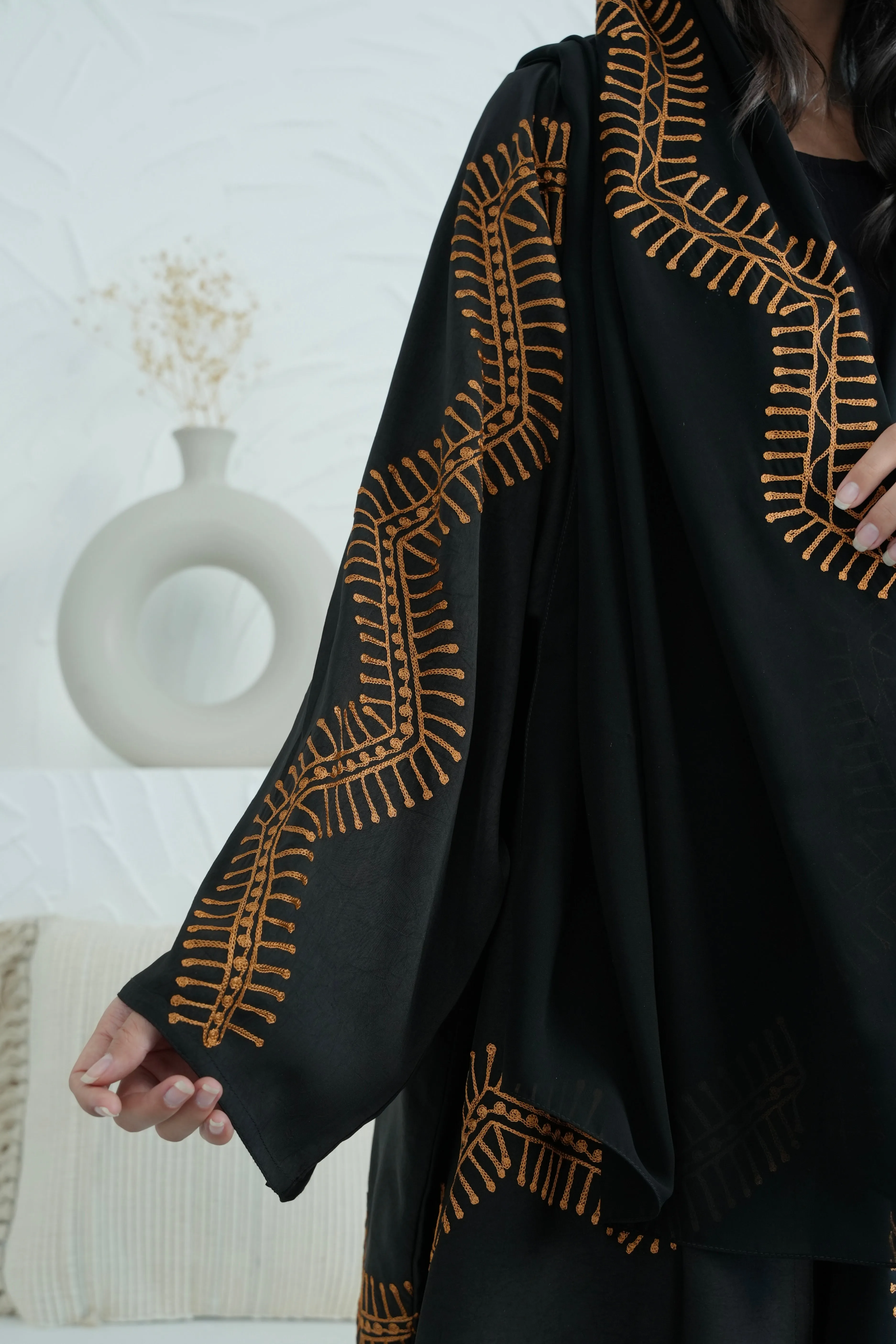 DAILY BLACK-SAFFRON ABAYA #388