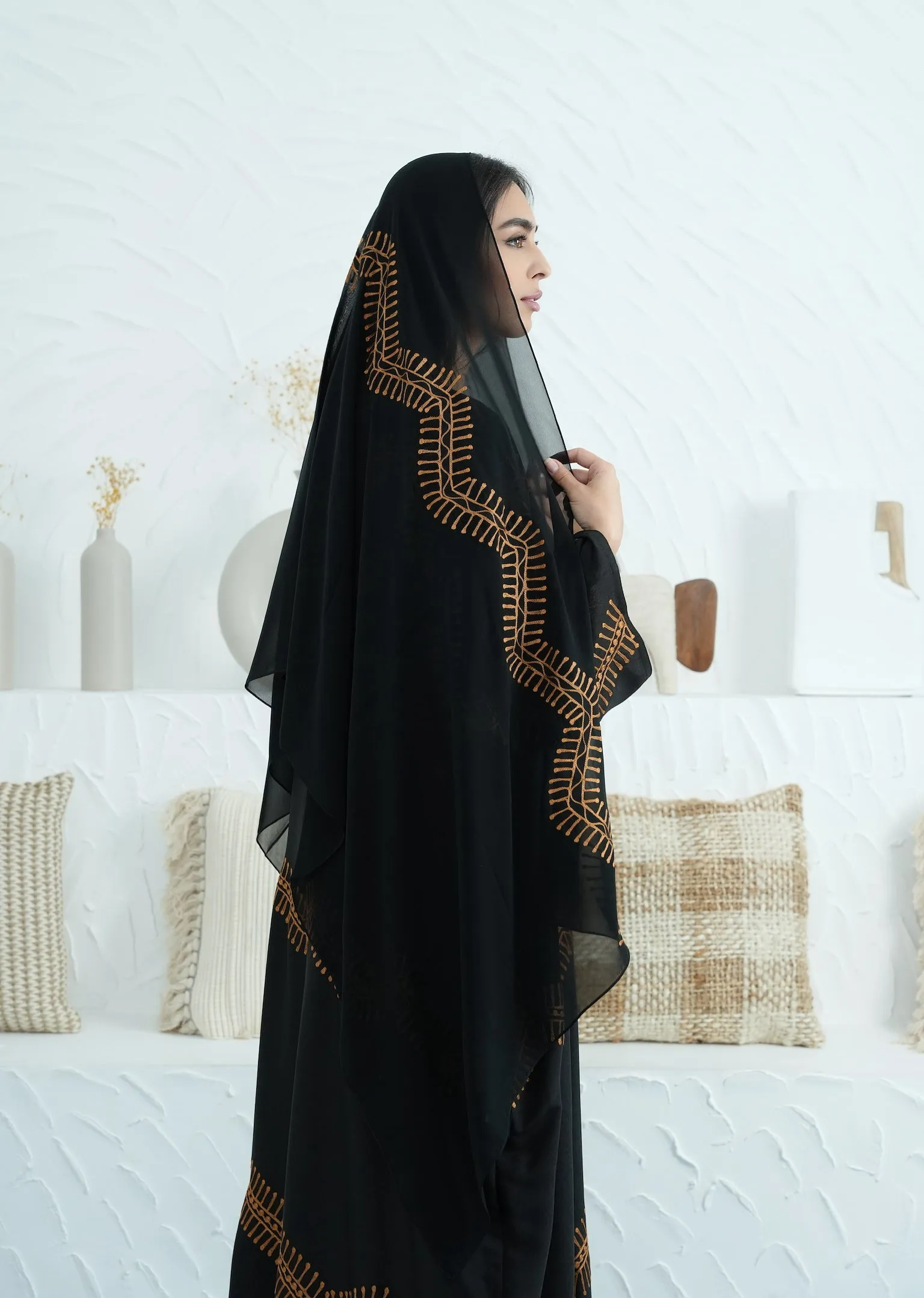 DAILY BLACK-SAFFRON ABAYA #388