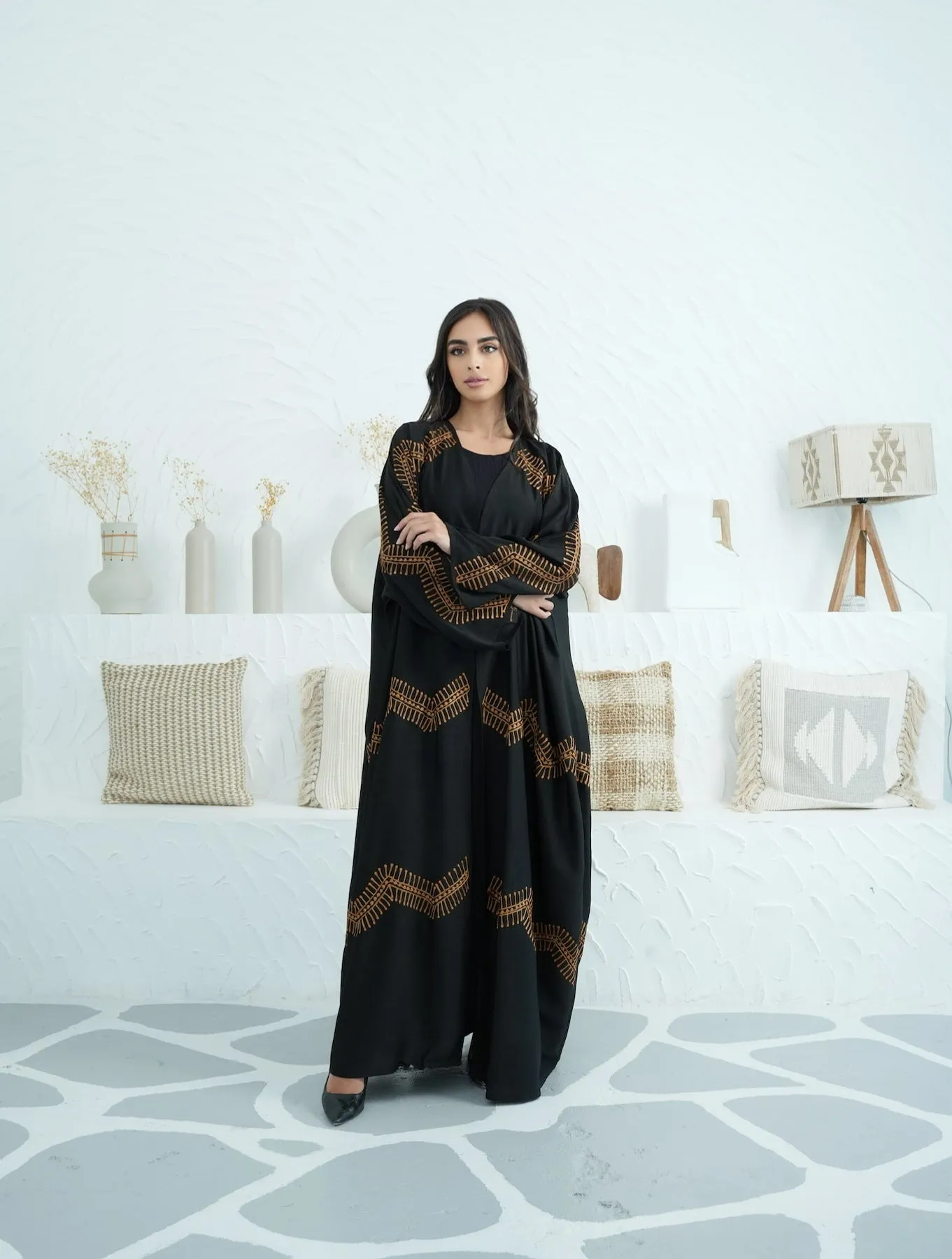DAILY BLACK-SAFFRON ABAYA #388