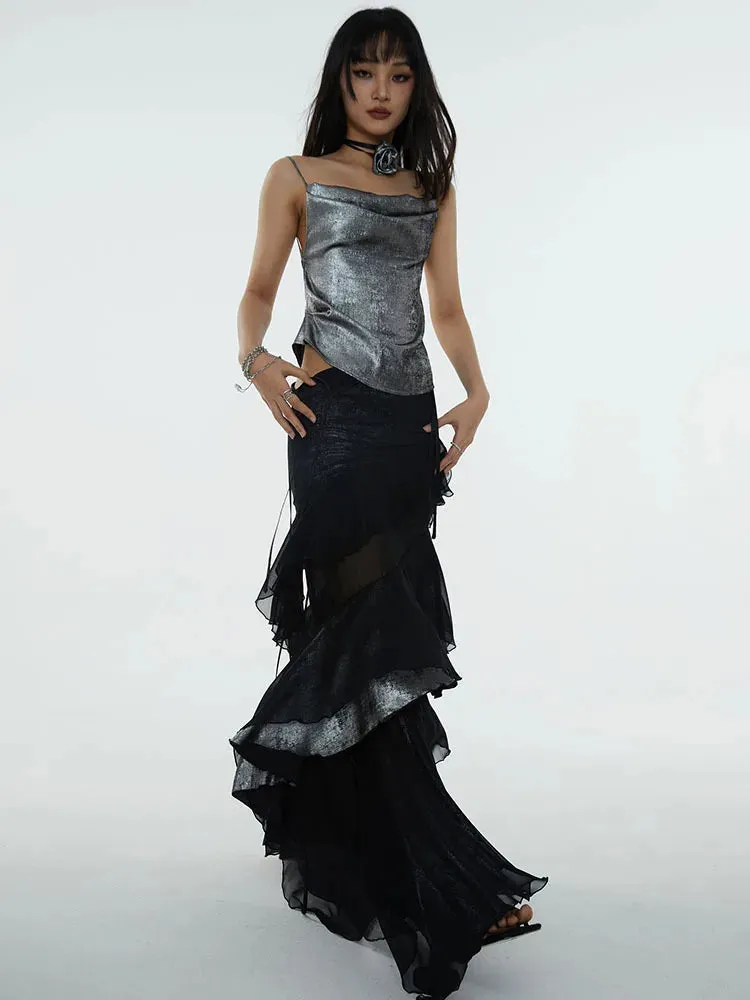 Darceangelo Mesh Ruffle Skirt