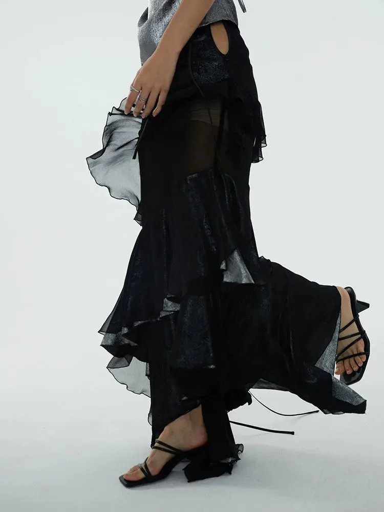 Darceangelo Mesh Ruffle Skirt