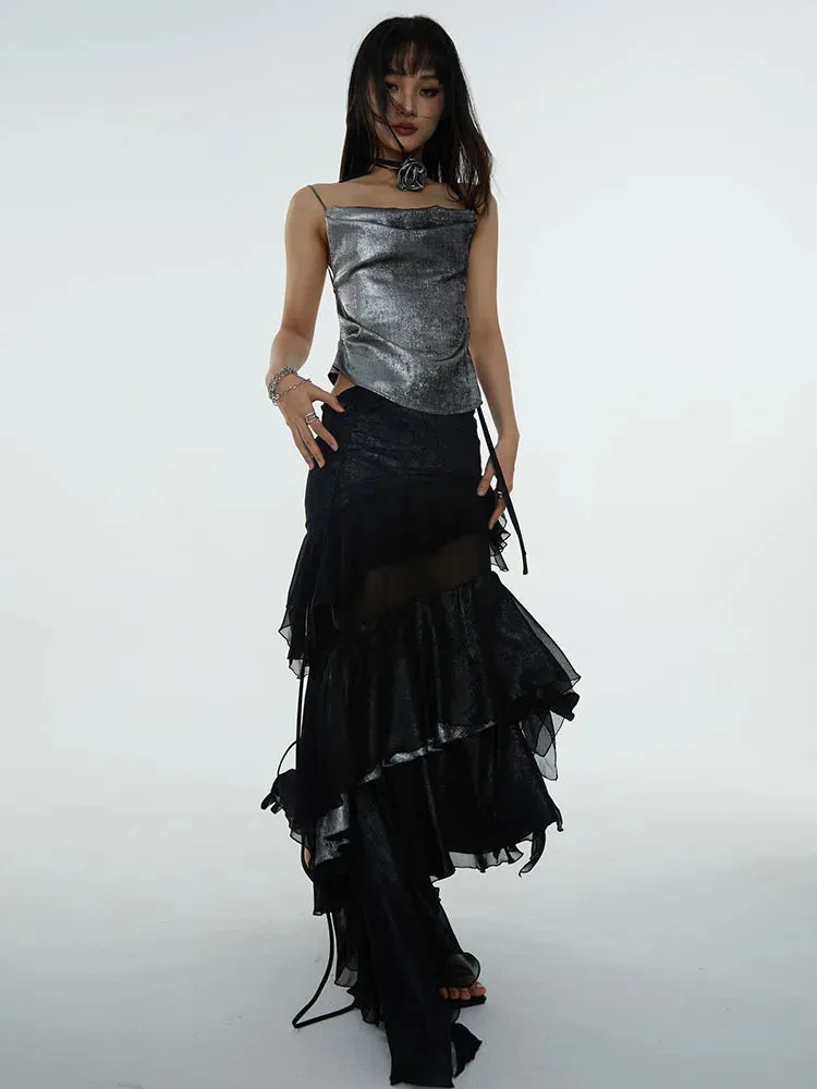 Darceangelo Mesh Ruffle Skirt