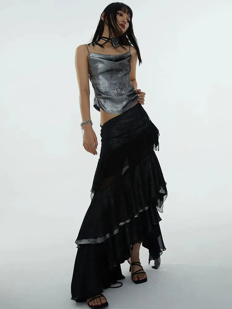 Darceangelo Mesh Ruffle Skirt