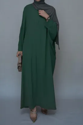 Dark Green Batwing sleeve abaya for Hajj Umrah Prayer Dress For Women