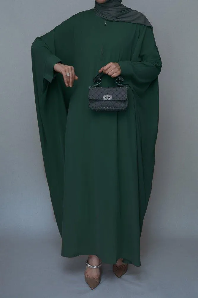 Dark Green Batwing sleeve abaya for Hajj Umrah Prayer Dress For Women
