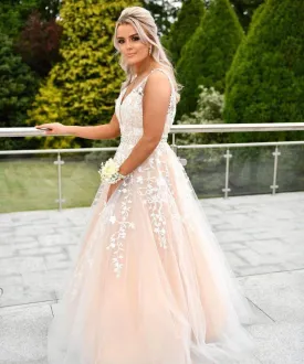 Demi champagne lace prom dress ballgown