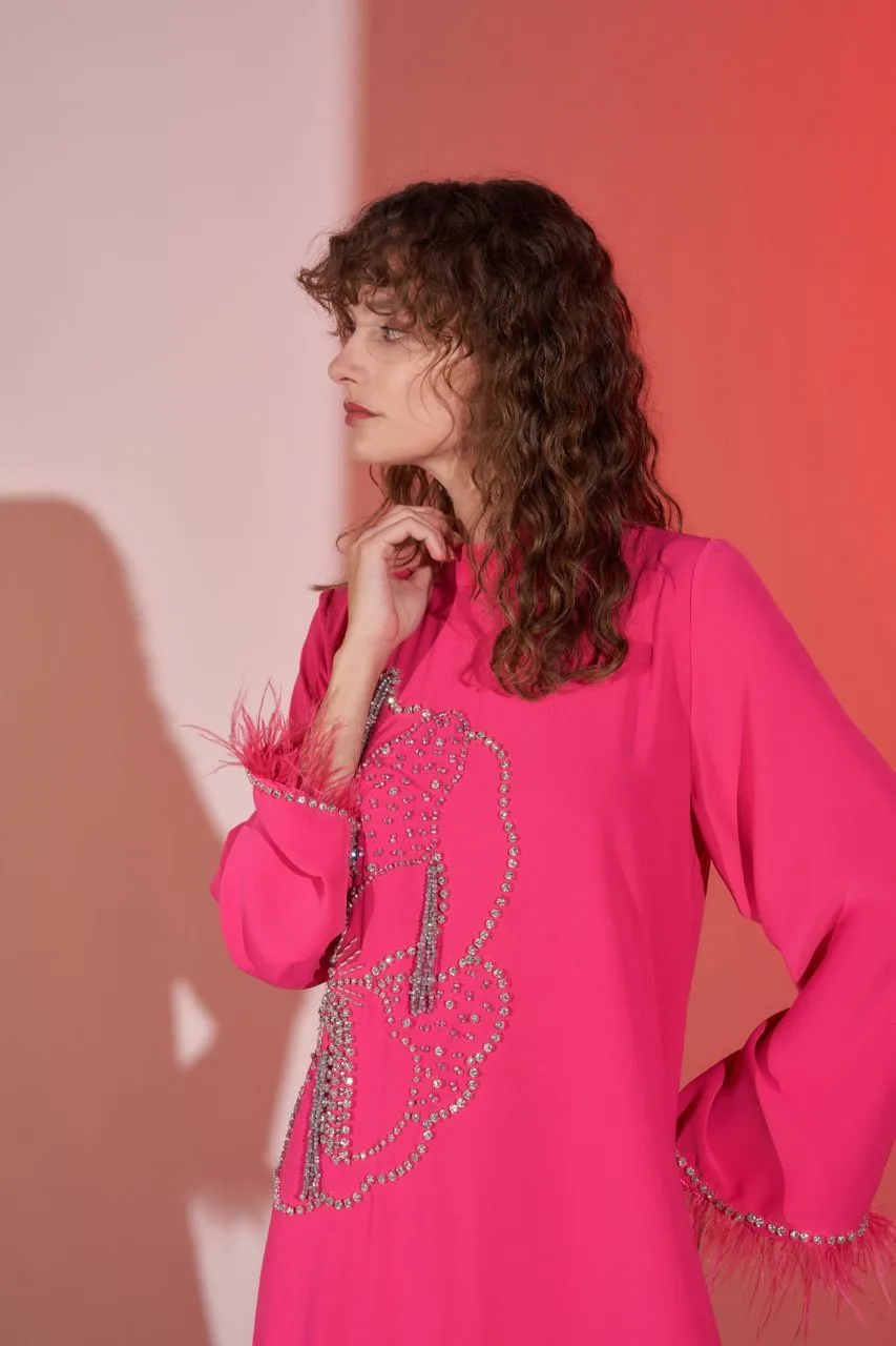 Elizabeth Pink Dress Abaya with Side Design