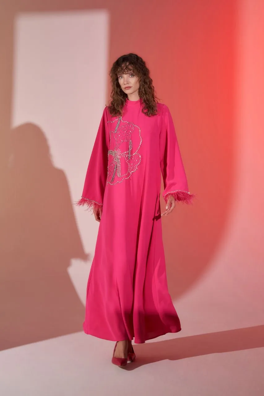 Elizabeth Pink Dress Abaya with Side Design