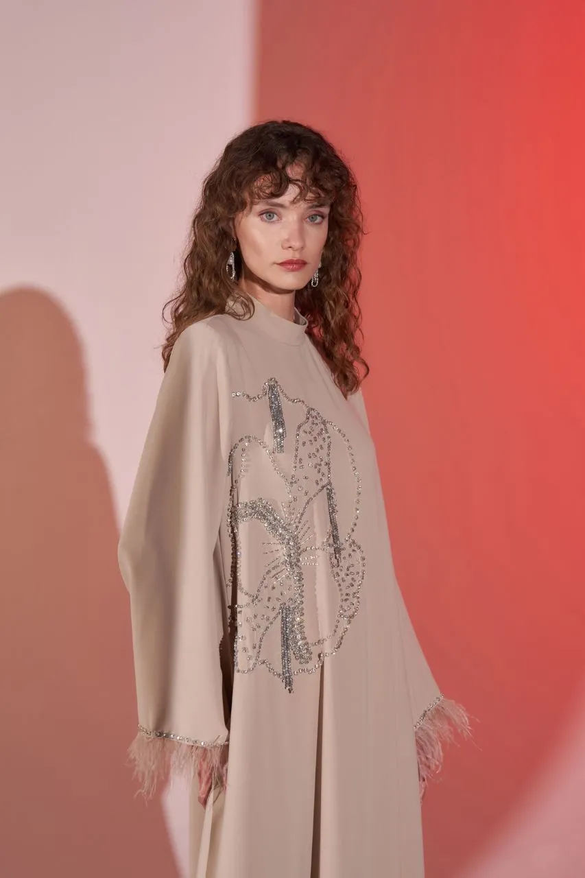 Elizabeth Pink Dress Abaya with Side Design