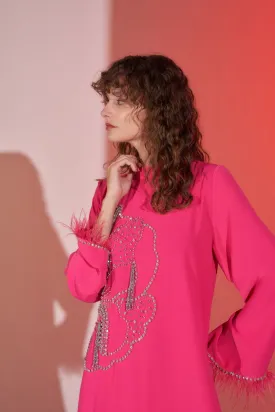 Elizabeth Pink Dress Abaya with Side Design