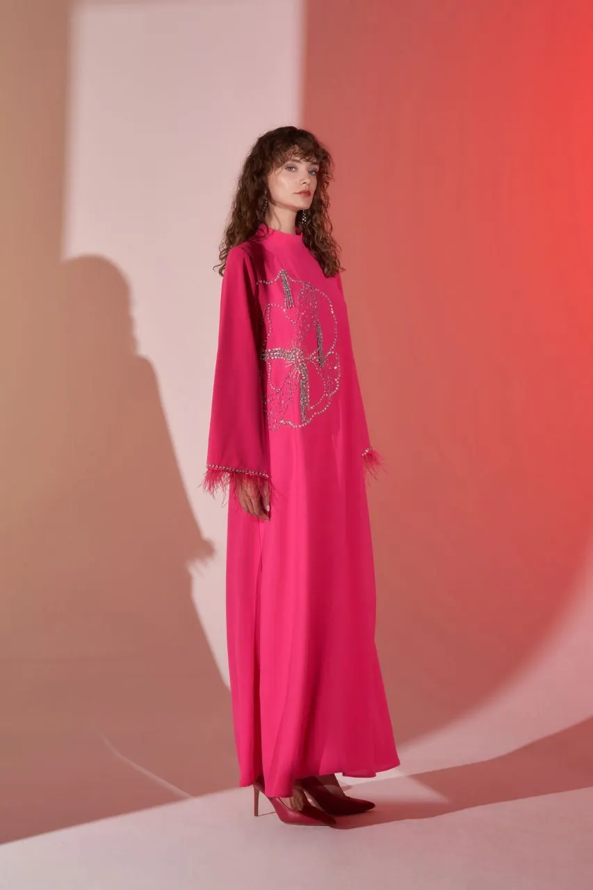 Elizabeth Pink Dress Abaya with Side Design