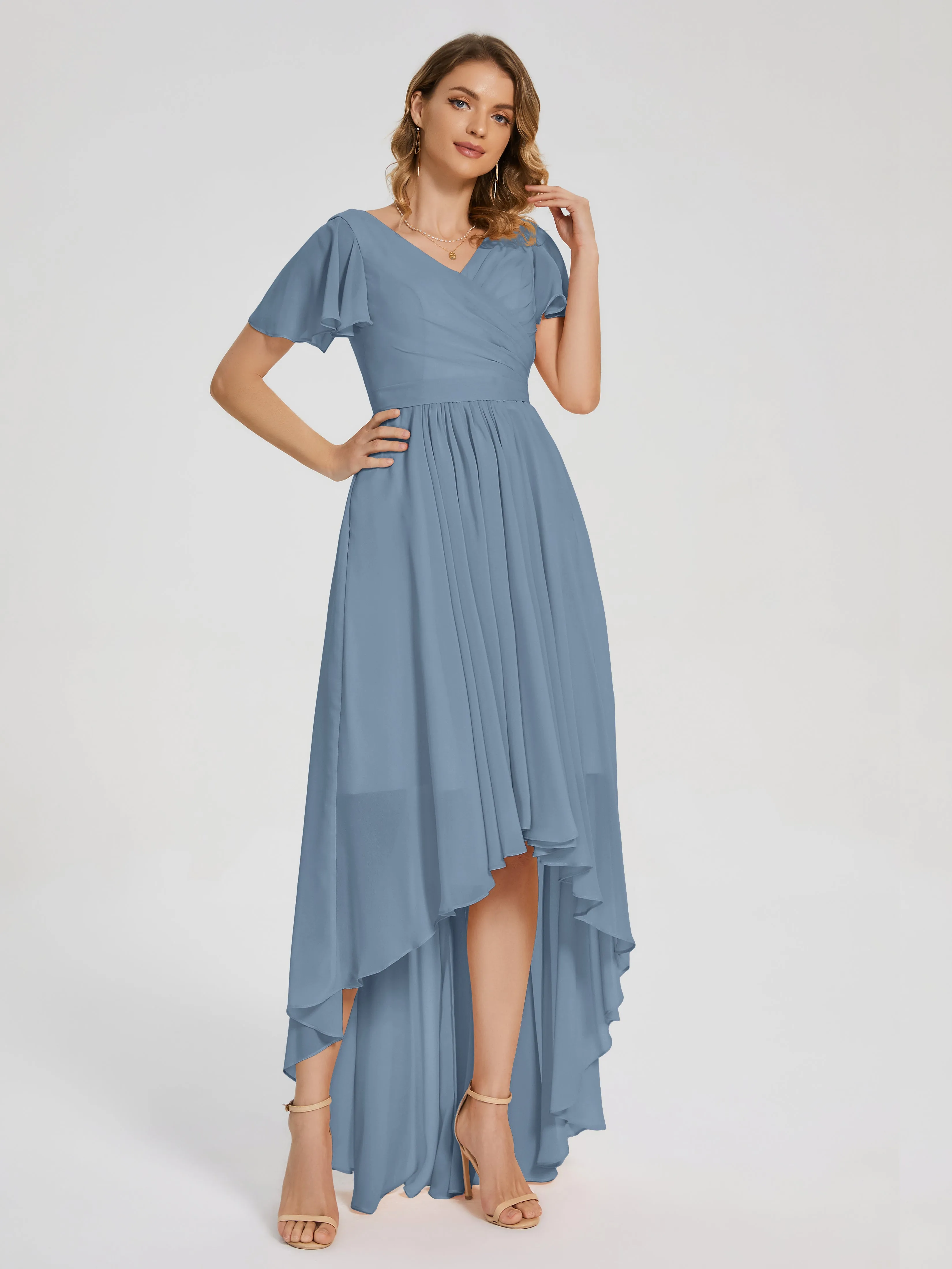Evangeline Flowy Asymmetrical Chiffon Bridesmaid Dresses