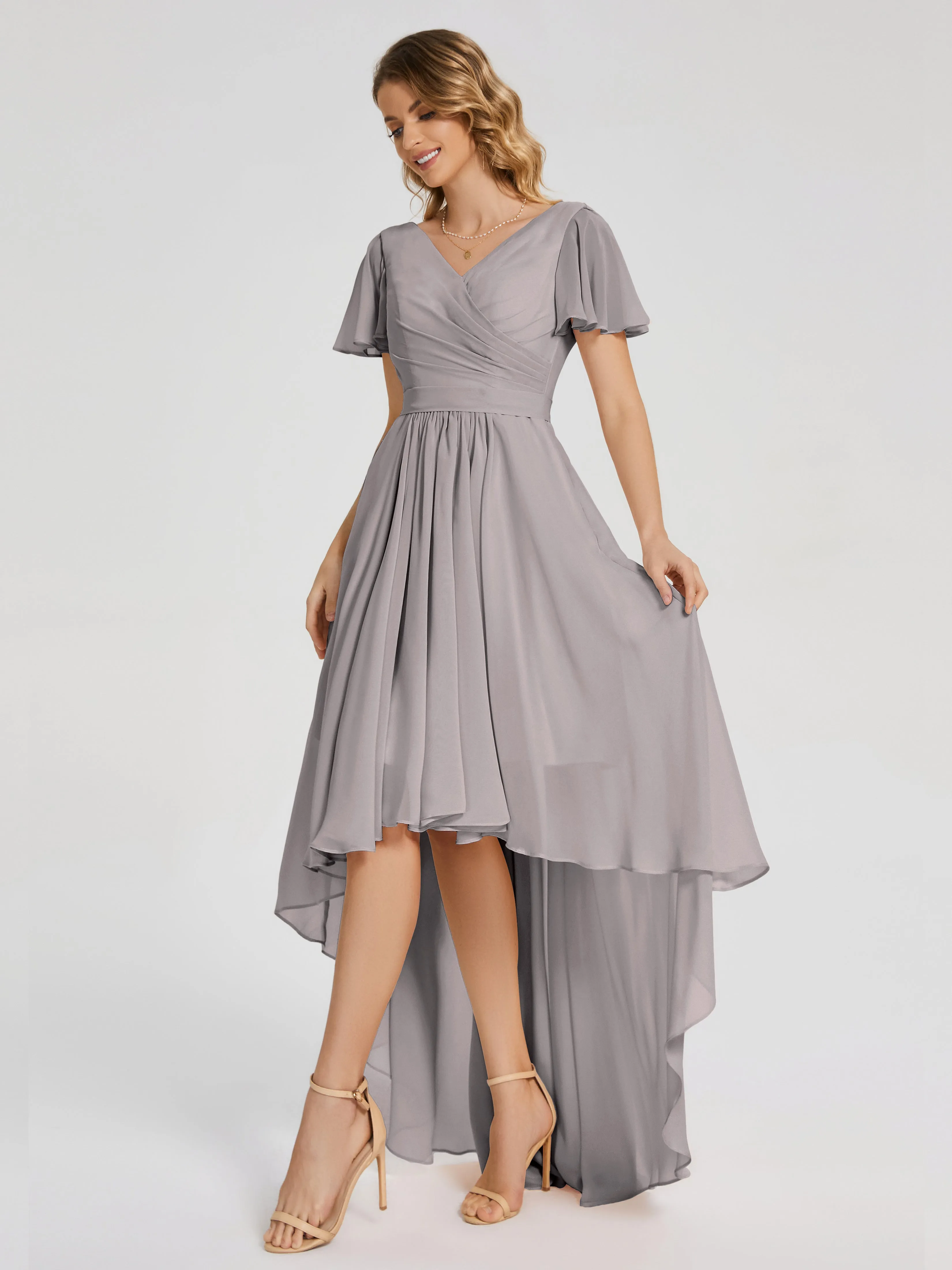 Evangeline Flowy Asymmetrical Chiffon Bridesmaid Dresses