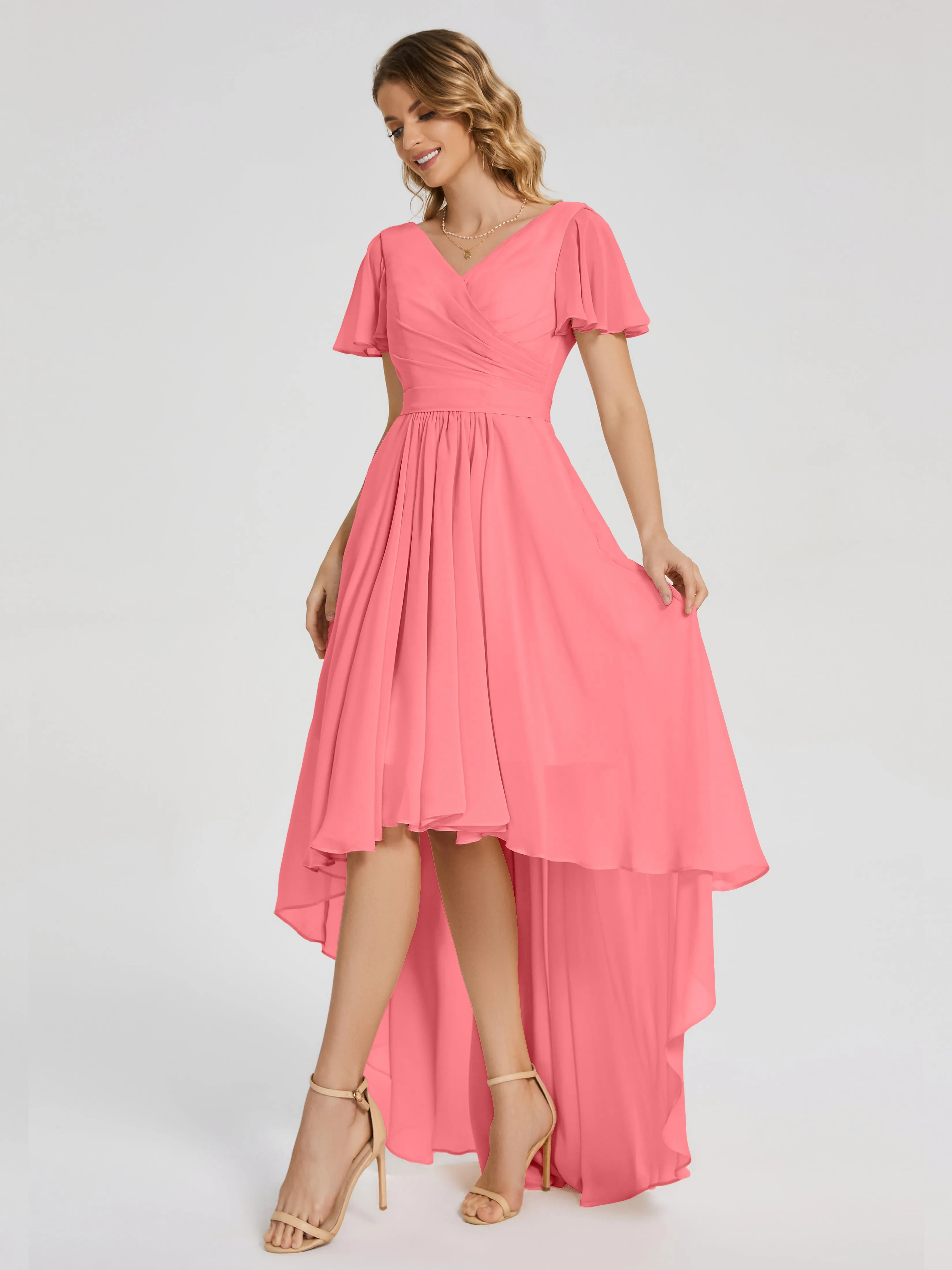 Evangeline Flowy Asymmetrical Chiffon Bridesmaid Dresses