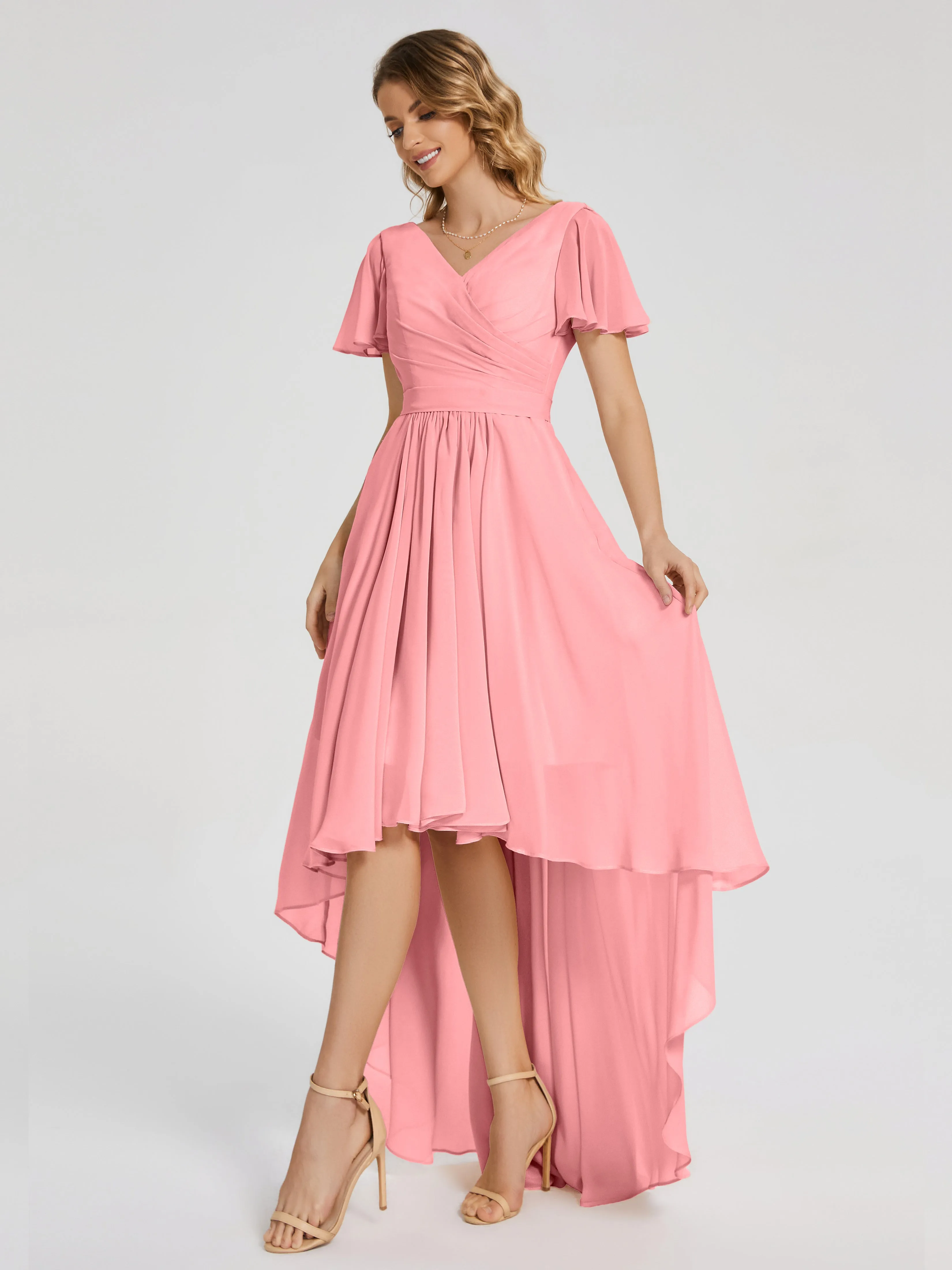 Evangeline Flowy Asymmetrical Chiffon Bridesmaid Dresses