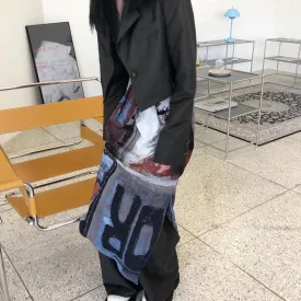 Fashionkova  Grunge Midi Skirt Punk Style Streetwear Graffiti Printed Irregular Skirt Women Harajuku Skirt Korean Fashion Clothing