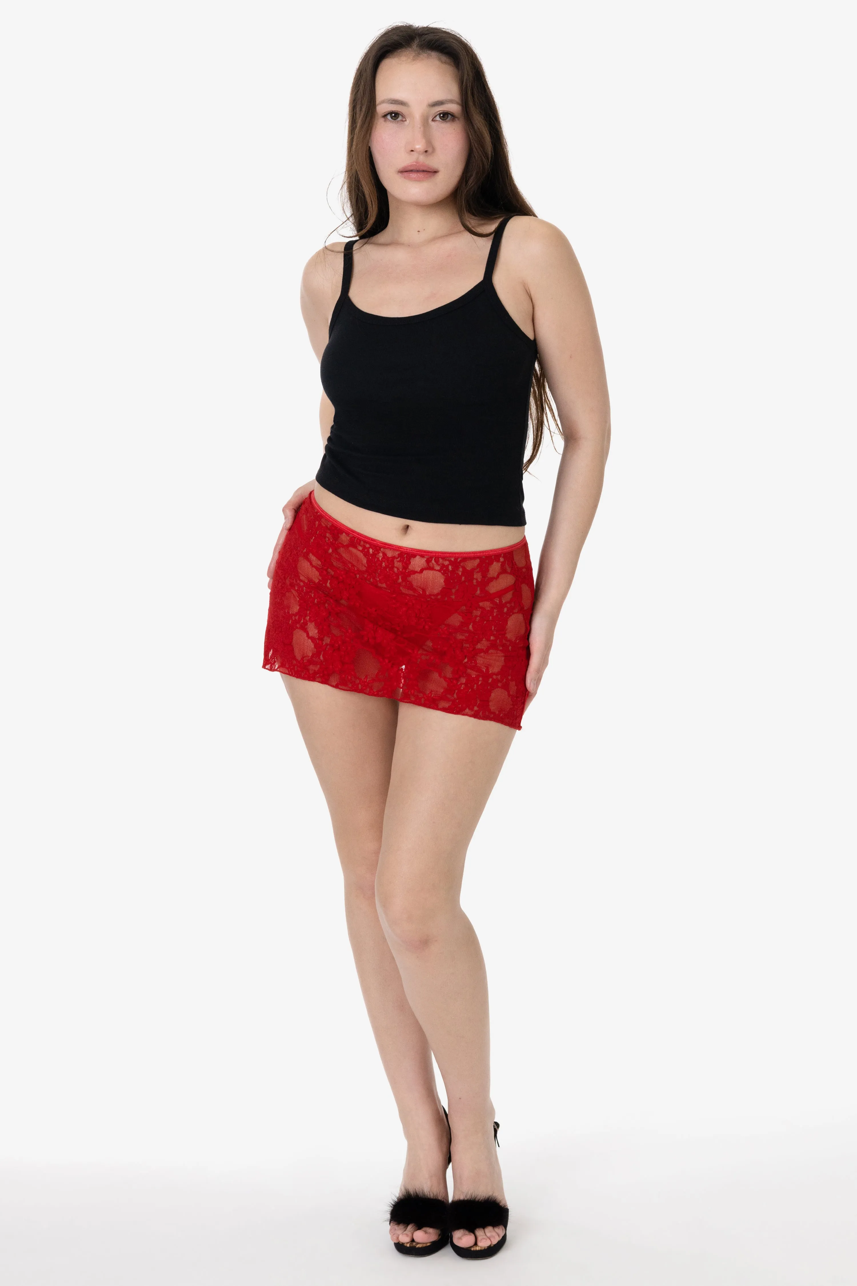 FNS384 - Floral Lace Micro Mini Slip Skirt