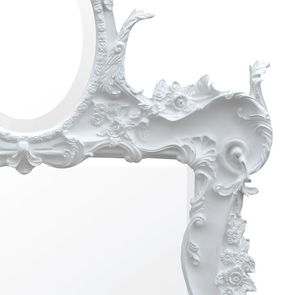 French Style Portrait White Clay Paint Frame with Two Bevelled Mirrors