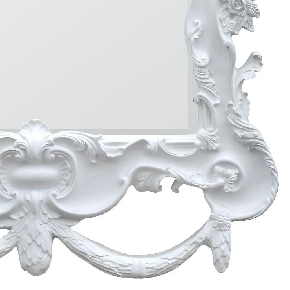 French Style Portrait White Clay Paint Frame with Two Bevelled Mirrors