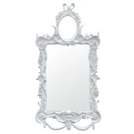 French Style Portrait White Clay Paint Frame with Two Bevelled Mirrors