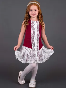 Girls Dress w/ Lace Sequin Center Piece and Lace Skirt